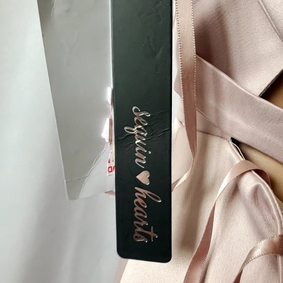 NWT Sequin Hearts Buff Satin Long Dress 3 - Picture 10 of 16